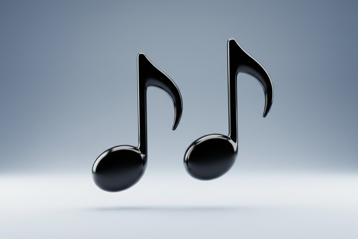 een 3d afbeelding van twee muzieknoten
